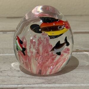 Vintage Glass Paperweight Aquarium 2.25”